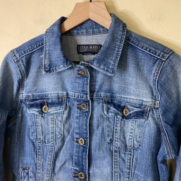 Vintage Polo Ralph Lauren Stone Washed Stretch Denim Jean Jacket - Picture 2 of 5